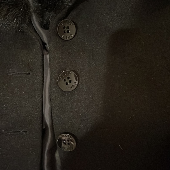 GUESS Los Angeles Black Duster Coat with Removable Faux Fur Collar, Medium, NWT - Picture 6 of 8